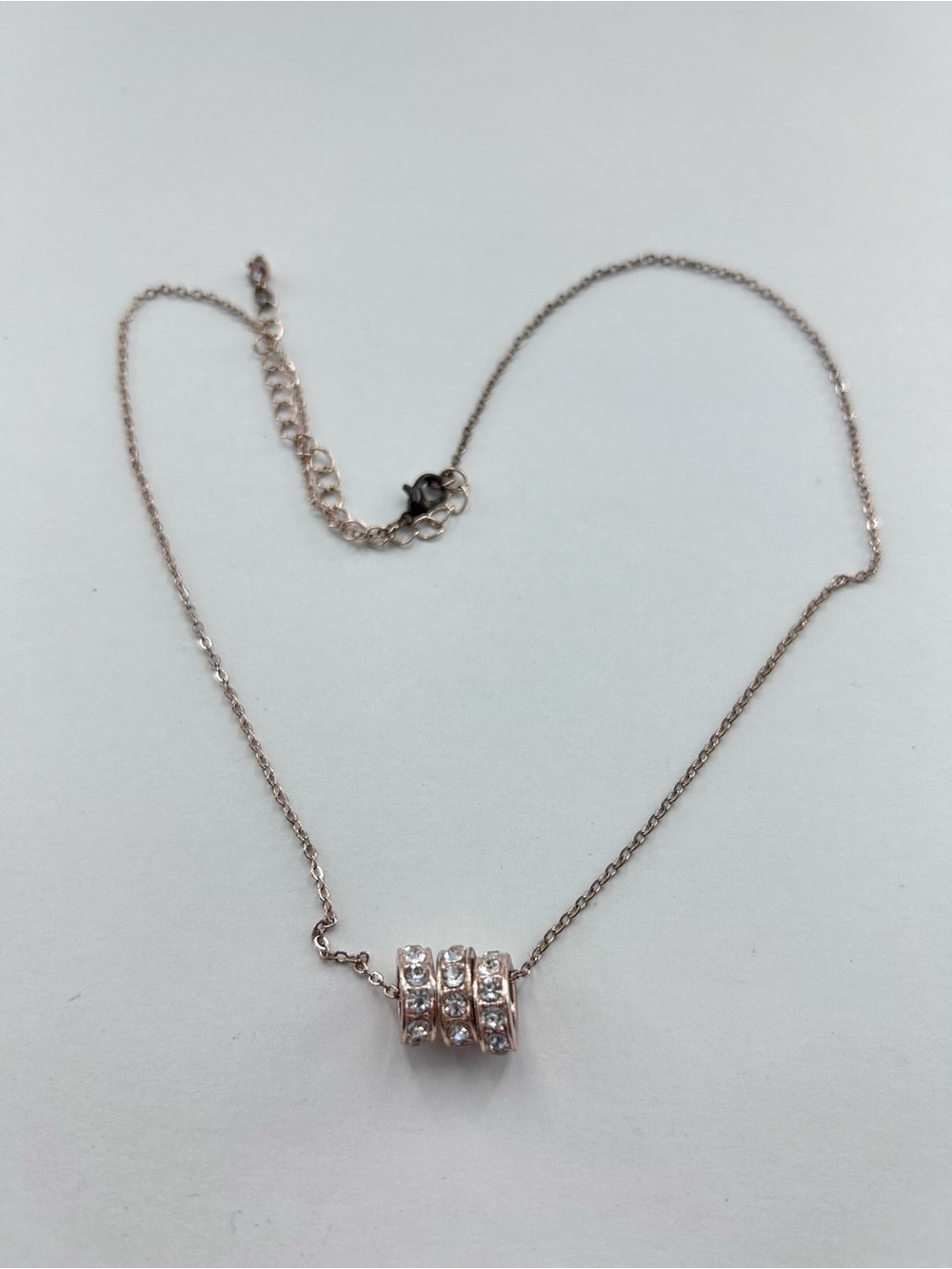 Delicate Rose Gold Pendant Necklace with Crystal Accents